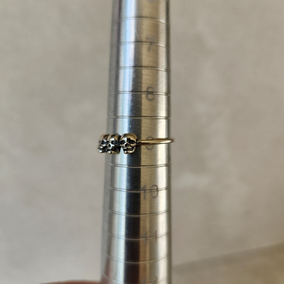 Sterling Silver 925 Gothic Skull Band Stackable Ring Size - Picture 7 of 10